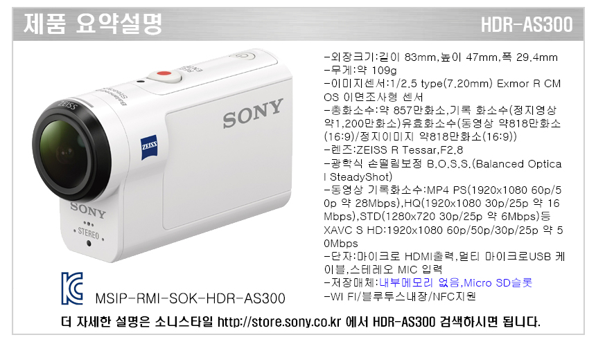 소니 Full HD 액션캠 HDR-AS300